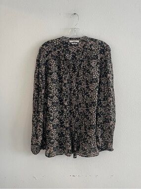 Isabel Marant Etoile Floral Sheer Blouse in Black and Cream